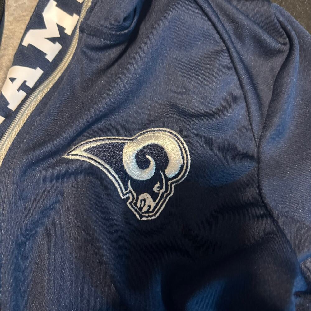 NFL Youth LA Rams 1/4 Zip Pullover Long Sleeve Shirt Blue Gray Team Apparel M - Picture 3 of 7